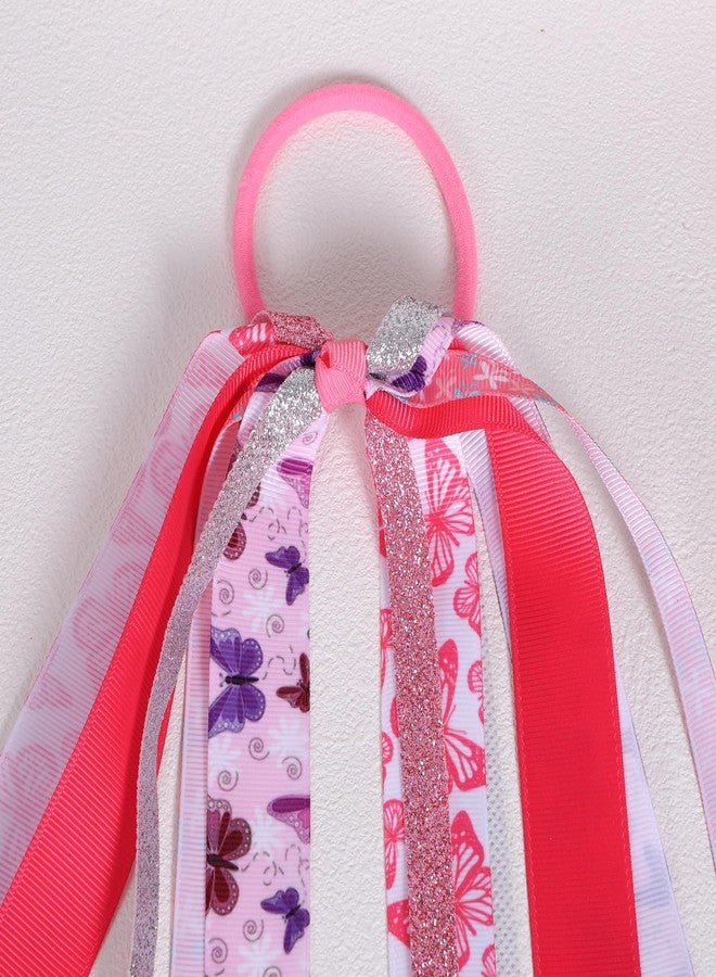 KCHIES 8.7" Butterfly Ponytail Streamer Hair Tie Pink Pony Holder Elastic Hair Bands Fall Spring Holiday Hair Decoration Accessories for Women Girls Mom Mother’s Day Gift - Image 3